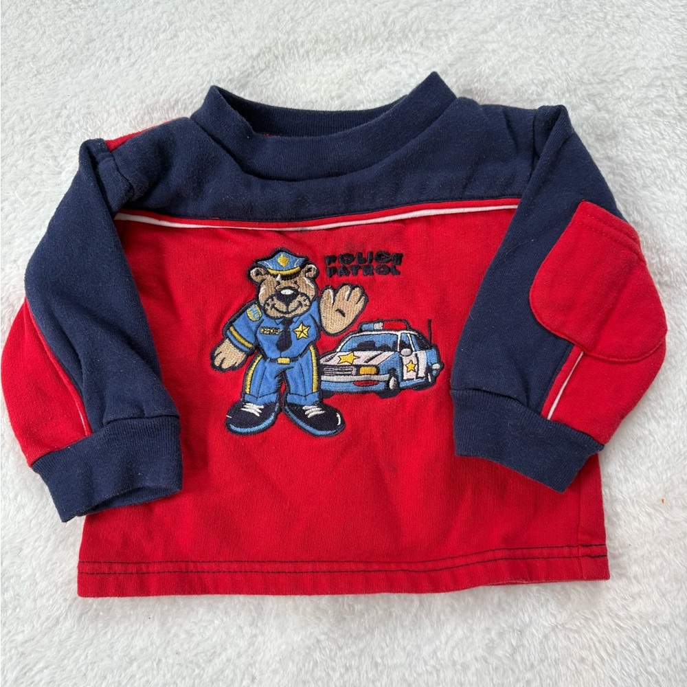 Red and Navy Kids Sweater with Bear Design